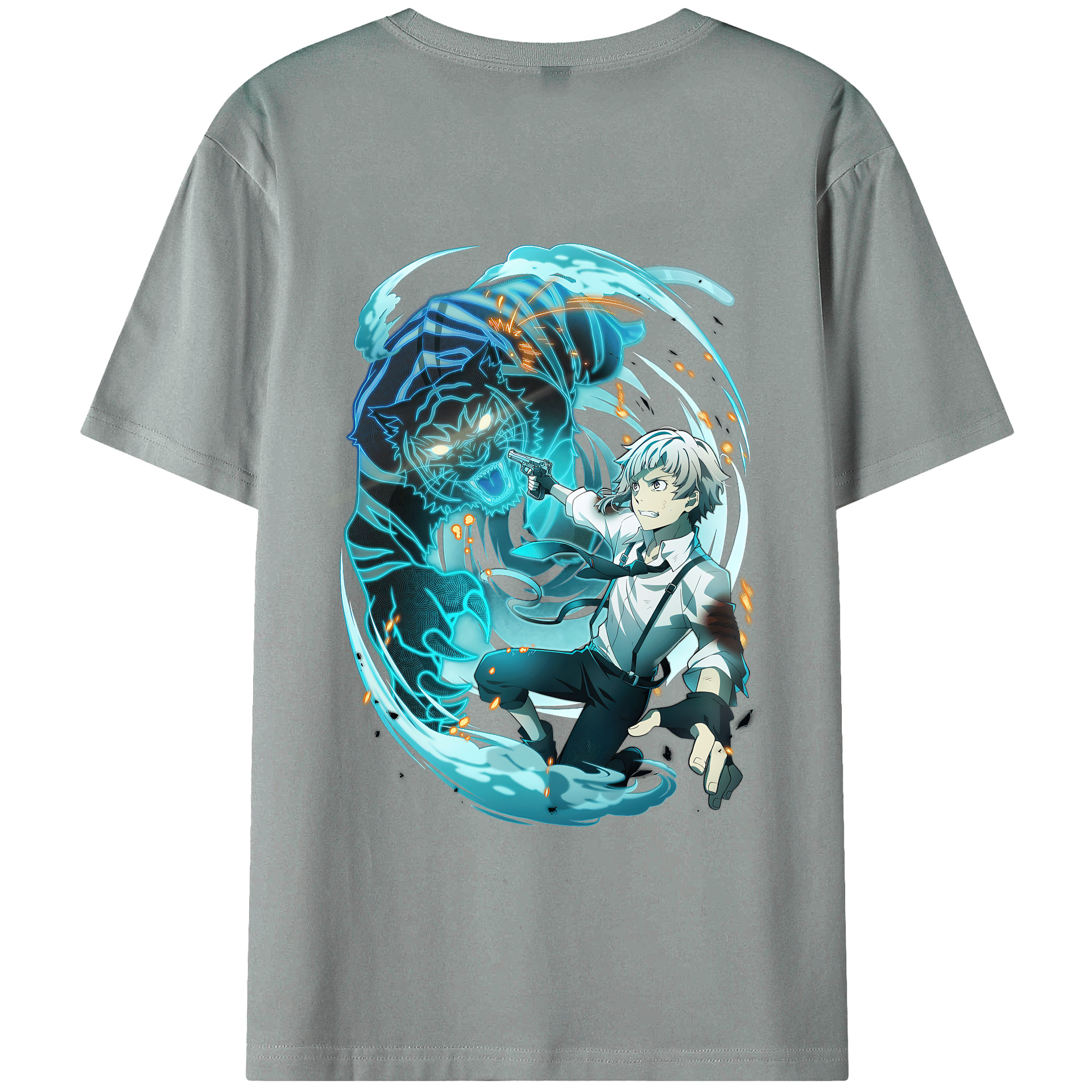 （画像用） 文豪ストレイドッグス Bungo Stray Dogs 綿100％ メンズ半袖Tシャツ（バックプリント） 通気性